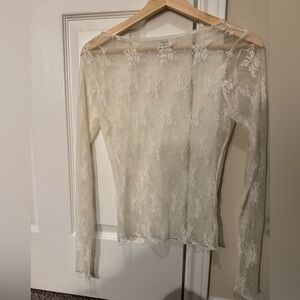 Abercrombie & Fitch Floral Lace Blouse - White